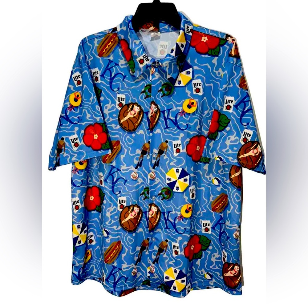 Kansas City KC Royals Baseball Hawaiian Style Summer Miller Lite Shirt Unisex M